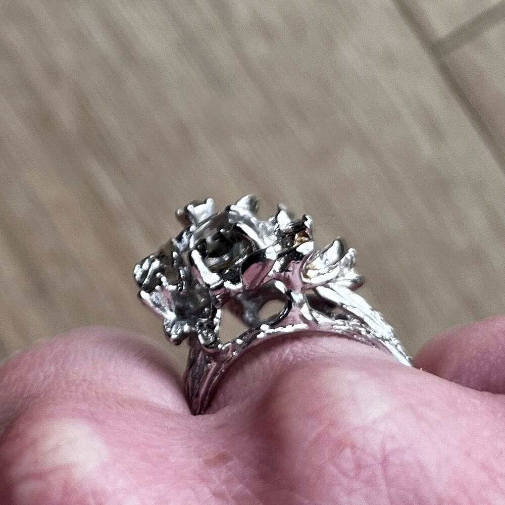SMOKY QUARTZ Cluster Vintage Designer Signed Ring with 1 Oval Smoky Quartz. 1940 - Picture 8 of 12